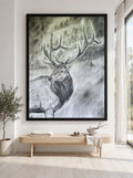 Standing Pretty in a black floating frame, shown in a modern white room